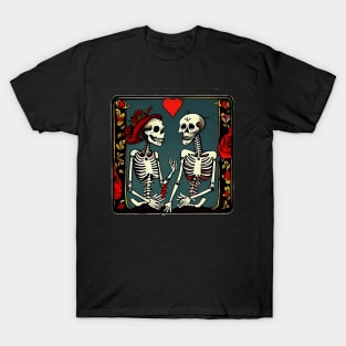 Valentine Tarot Inspired Skeleton Lovers T-Shirt